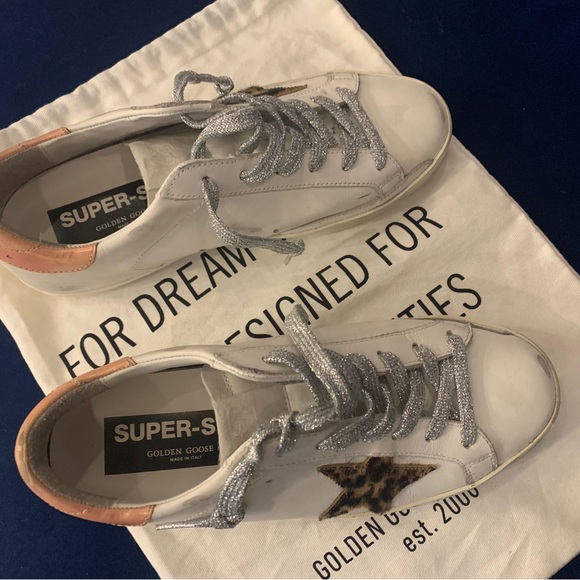 Authentic Golden Goose with leopard print star and silver laces - Picture 6 of 9